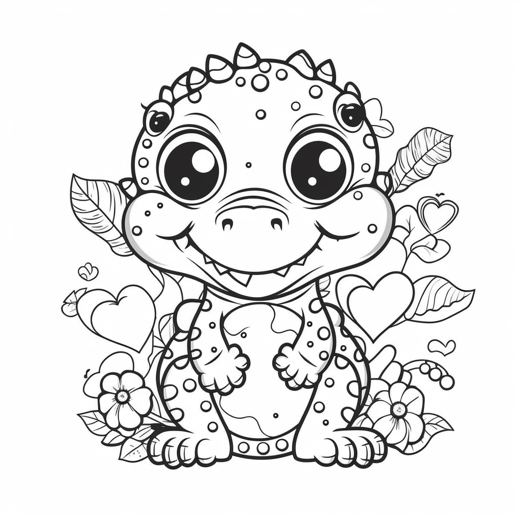 AI Midjourney Prompt for Coloring Page - Baby Animal Love