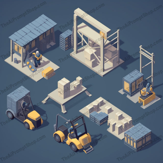 AI Midjourney Prompt for Isometrics - B22s - Precisionist Warehouse Set