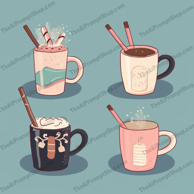 AI Midjourney Prompt for Food - B324s - Hot Chocolate Mug Collection