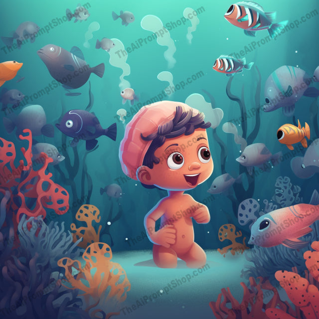 AI Midjourney Prompt for C195 - Storybook Illustrations - Vibrant Underwater Adventure