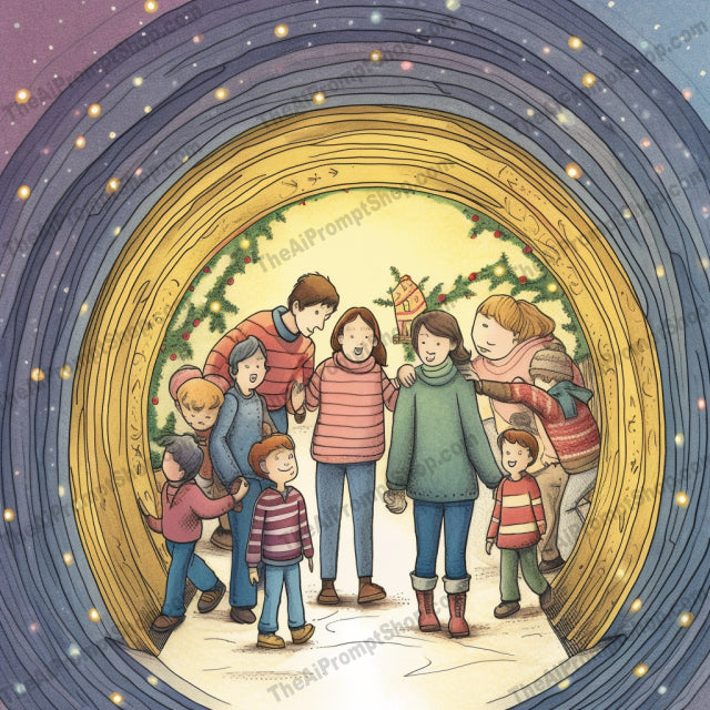 AI Midjourney Prompt for C119 - Storybook Illustrations - Family Christmas Story