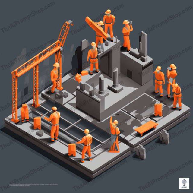 AI Midjourney Prompt for Isometrics - B43s -  Expressive Construction Workers