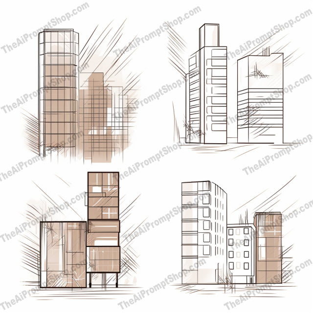 AI Midjourney Prompt for Illustrations - B137s - Minimalist Cityscapes