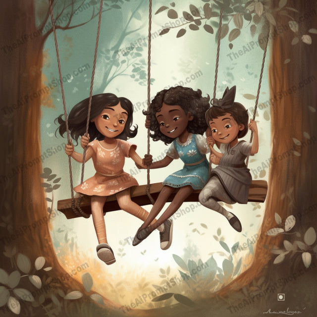 AI Midjourney Prompt for C105 - Storybook Illustrations - Swinging Cartoon Characters