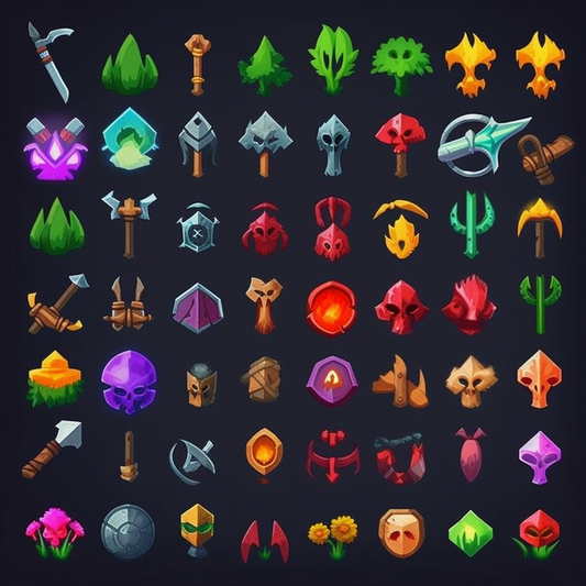 AI Midjourney Prompt for Game Asset - RPG Game Icon Sprite Sheet