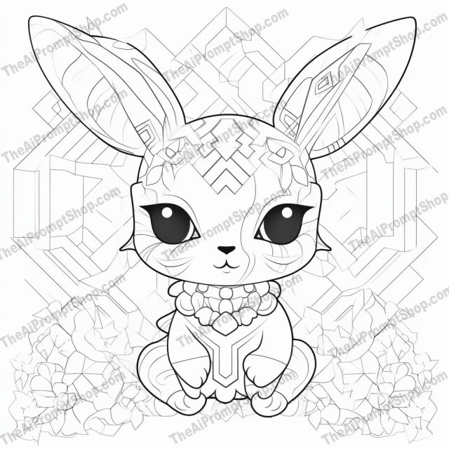 AI Midjourney Prompt for Anime Chibi Animal Coloring Page