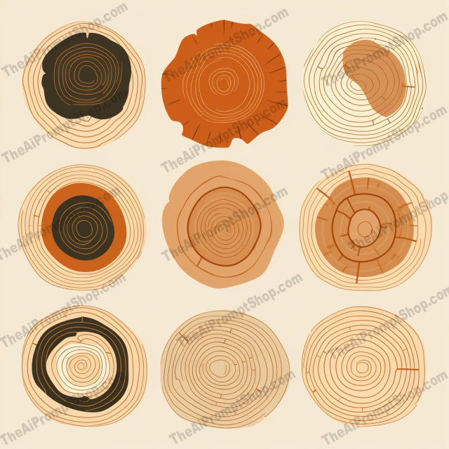 AI Midjourney Prompt for Isometrics - B287s - Tree Stump Slice Set