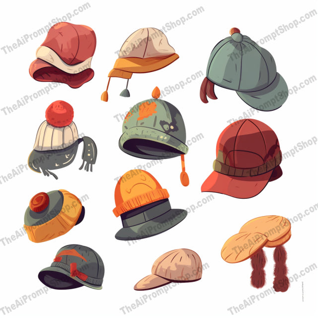 AI Midjourney Prompt for Clothing And Accessories - B268s - Cartoonish Hats