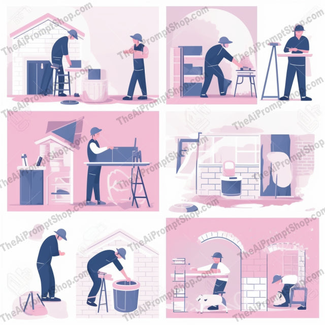 AI Midjourney Prompt for Isometrics - B58s -  Minimalistic Industrial Work Scene