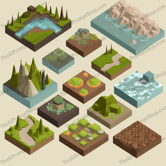 AI Midjourney Prompt for Ground Level Icon Set