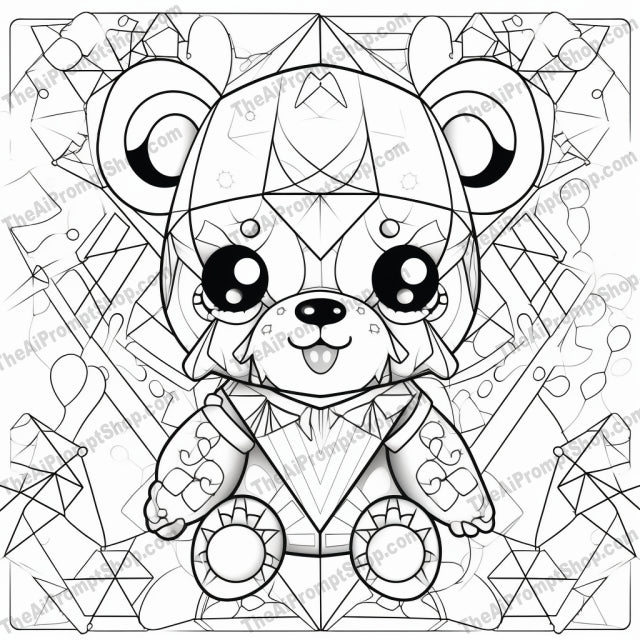 AI Midjourney Prompt for Anime Chibi Animal Coloring Page