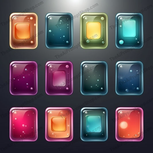 AI Midjourney Prompt for Colorful Glass Button Icons