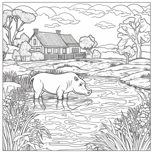 AI Midjourney Prompt for Farm Animal Coloring for Kids
