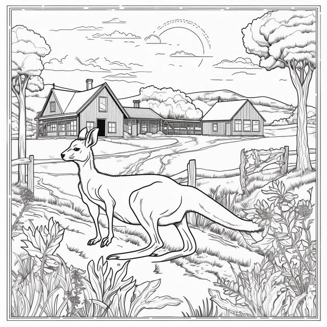 AI Midjourney Prompt for Farm Animal Coloring for Kids