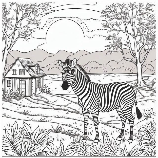 AI Midjourney Prompt for Farm Animal Coloring for Kids