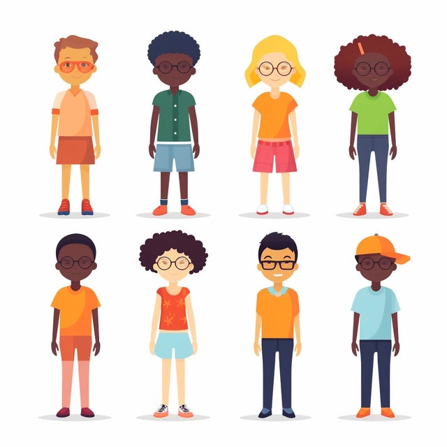 AI Midjourney Prompt for Colorful Children in Nerdcore Style