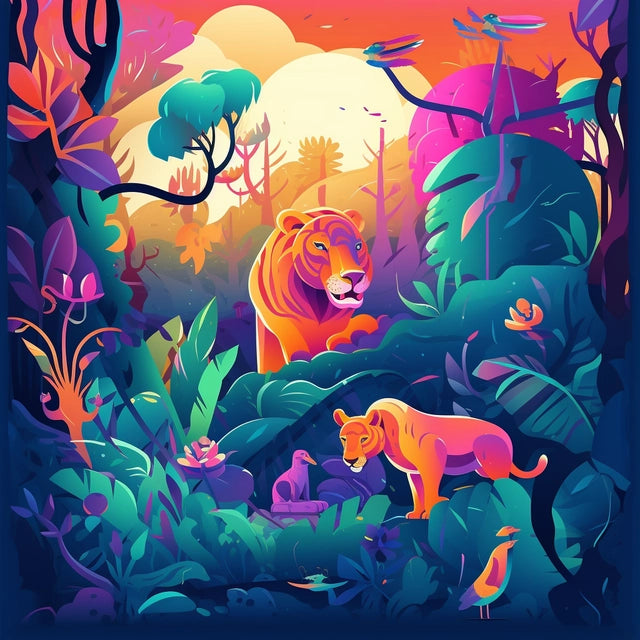 AI Midjourney Prompt for Playful Jungle Animal Scene