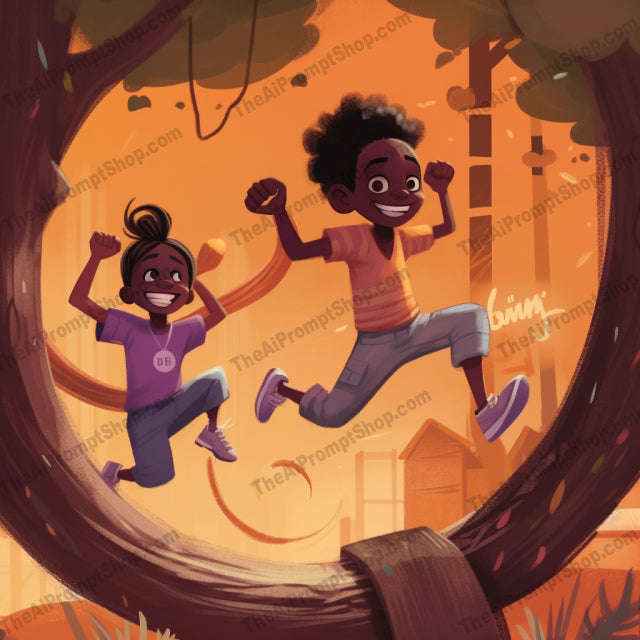 AI Midjourney Prompt for C106 - Storybook Illustrations - Lively Tire Swing Adventure