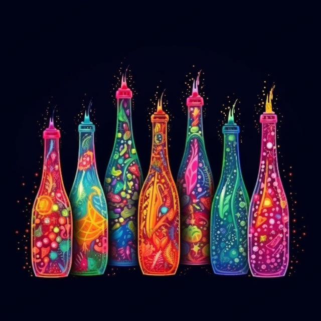 AI Midjourney Prompt for Objects - B189s - Colorful Soda Bottles