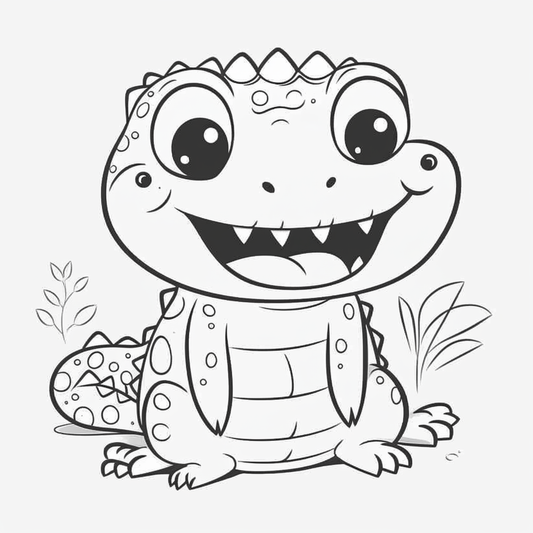 AI Midjourney Prompt for Coloring Page - Pixar Style Happy Animal Coloring Page