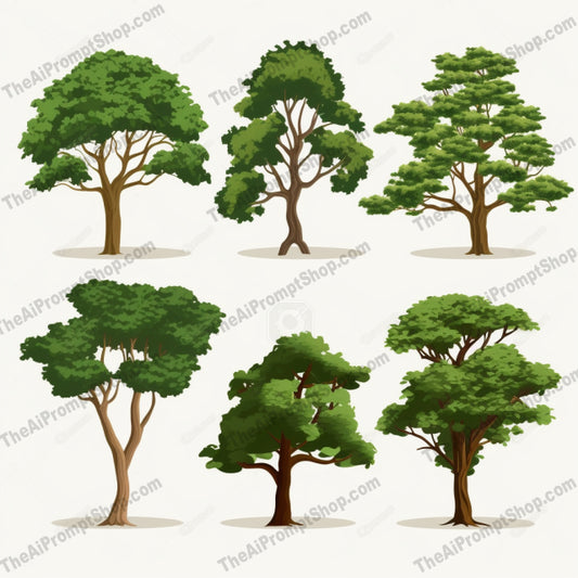 AI Midjourney Prompt for Vector Trees with Free Brushwork