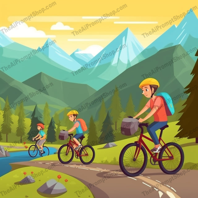 AI Midjourney Prompt for C149 - Storybook Illustrations - Mountain Biking Adventure