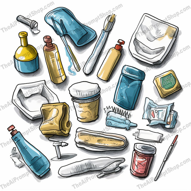 AI Midjourney Prompt for Isometrics - B227s - Disposable Plastic Items