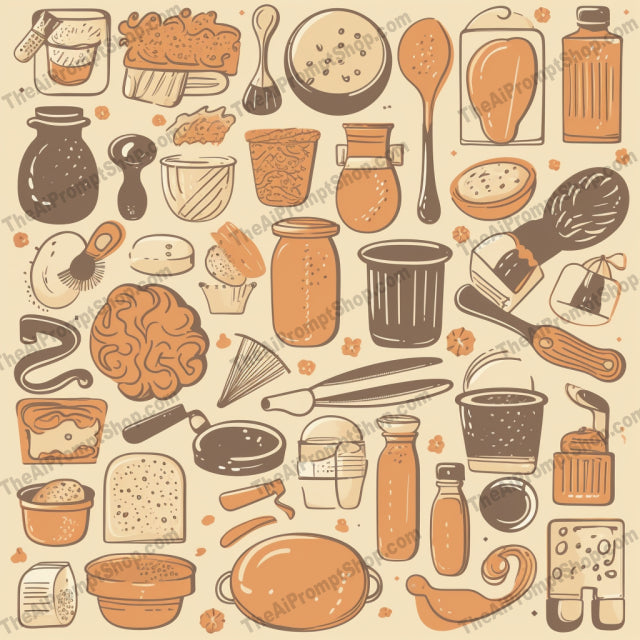 AI Midjourney Prompt for Patterns - B158s - Playful Baking Tools