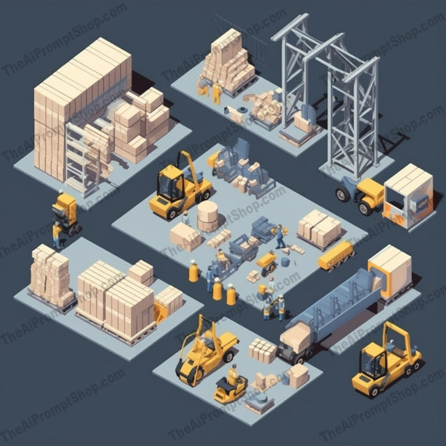 AI Midjourney Prompt for Isometrics - B22s -  Precisionist Warehouse Set