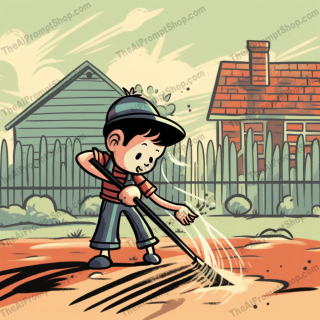 AI Midjourney Prompt for C169 - Storybook Illustrations - Cowboy Yard Work