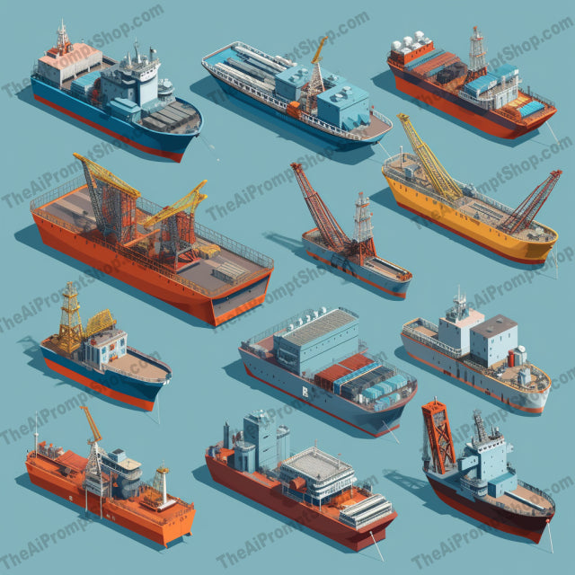 AI Midjourney Prompt for Isometrics - B81s - Majestic Marine Vessels