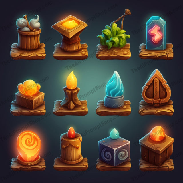 AI Midjourney Prompt for Mystical Terrains Icons