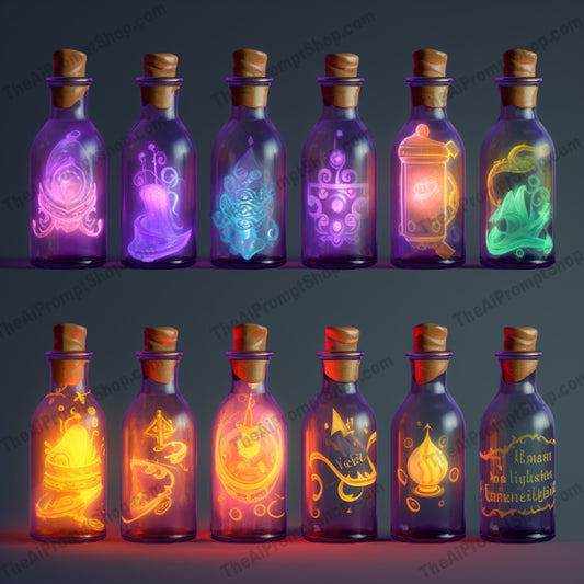 AI Midjourney Prompt for Glass Bottle Labels