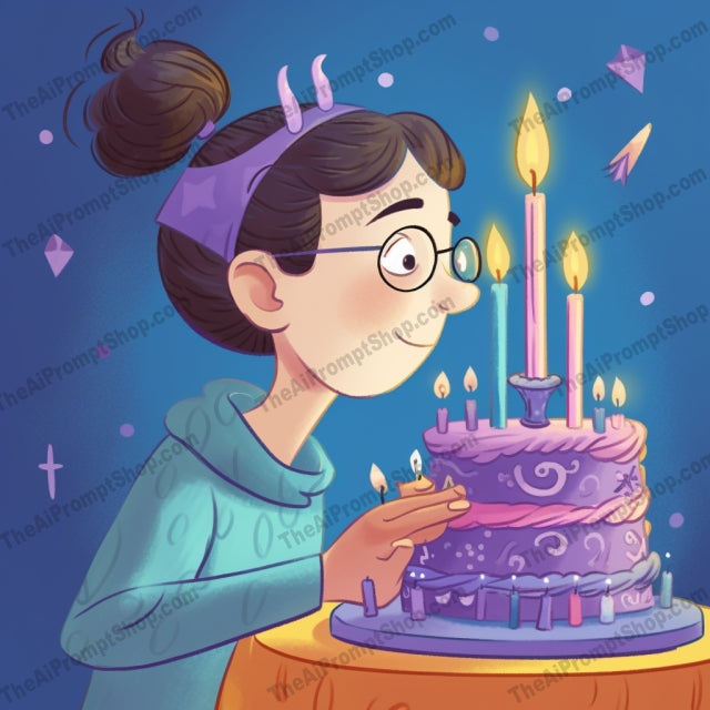 AI Midjourney Prompt for C146 - Storybook Illustrations - Birthday Candle Wishes
