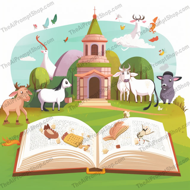 AI Midjourney Prompt for C8 - Storybook Illustrations - Pastoral Cartoon Farm