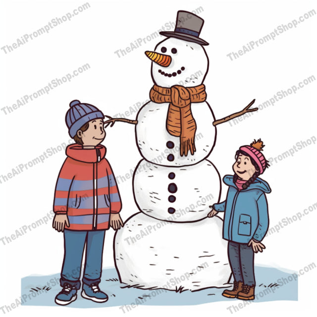 AI Midjourney Prompt for C139 - Storybook Illustrations - Snowman Friends Forever