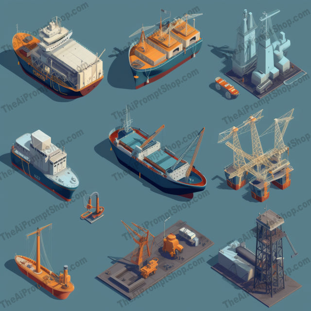 AI Midjourney Prompt for Isometrics - B82s - Isometric Ship Show