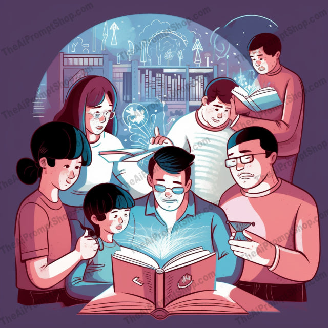 AI Midjourney Prompt for C13 - Storybook Illustrations - Family Study Time
