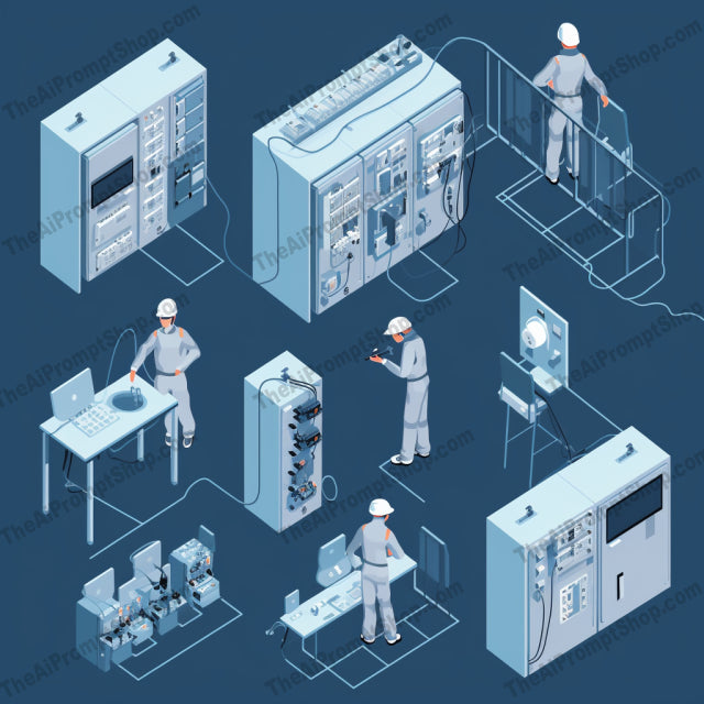 AI Midjourney Prompt for Isometrics - B46s - Electricians at Work