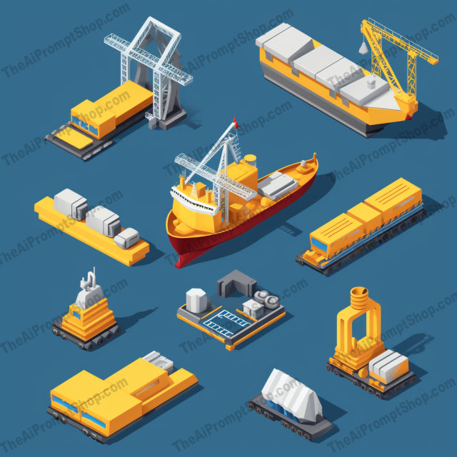 AI Midjourney Prompt for Isometrics - B83s -  Shipping Container Icons
