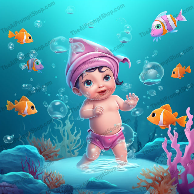 AI Midjourney Prompt for C195 - Storybook Illustrations - Vibrant Underwater Adventure