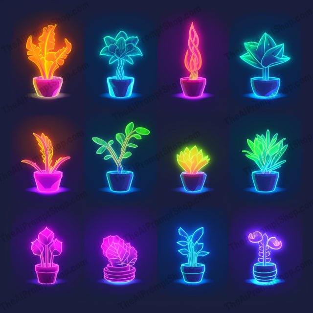 AI Midjourney Prompt for Neon Plants