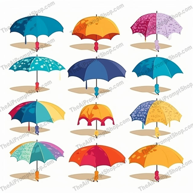 AI Midjourney Prompt for Isometrics - B166s - Colorful Umbrella Collection