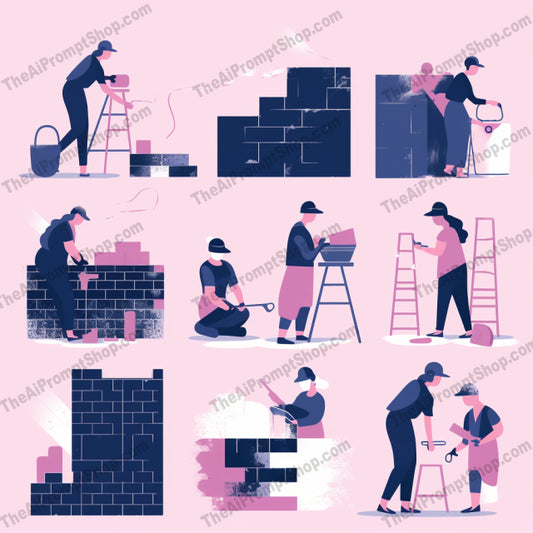 AI Midjourney Prompt for Isometrics - B58s -  Minimalistic Industrial Work Scene