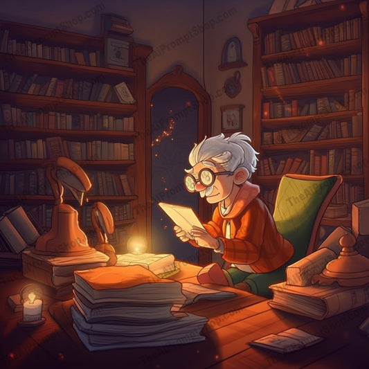 AI Midjourney Prompt for C261 - Storybook Illustrations - Boy in Library