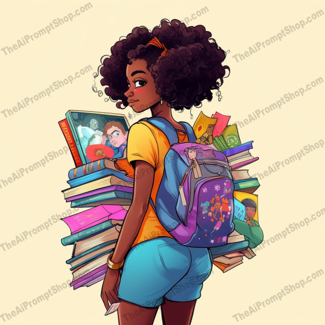 AI Midjourney Prompt for C192 - Storybook Illustrations - Disney Girl with Books
