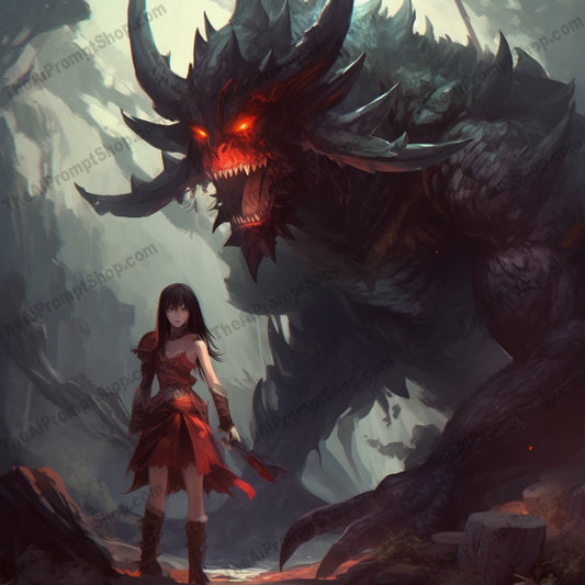 AI Midjourney Prompt for C95 - Storybook Illustrations - Demon Hunter's Battle