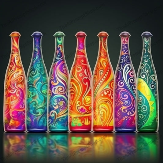 AI Midjourney Prompt for Objects - B189s - Colorful Soda Bottles
