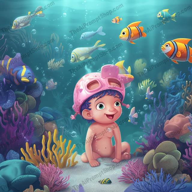 AI Midjourney Prompt for C195 - Storybook Illustrations - Vibrant Underwater Adventure