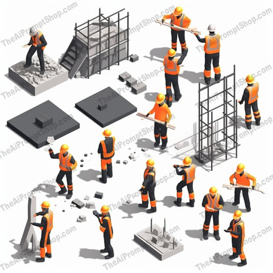 AI Midjourney Prompt for Isometrics - B42s -  Isometric Building Set